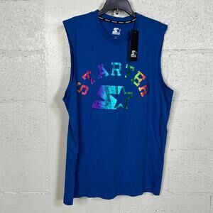 Starter Men's Regular-Fit Logo Graphic Sleeveless T-Shirt - Royal medium